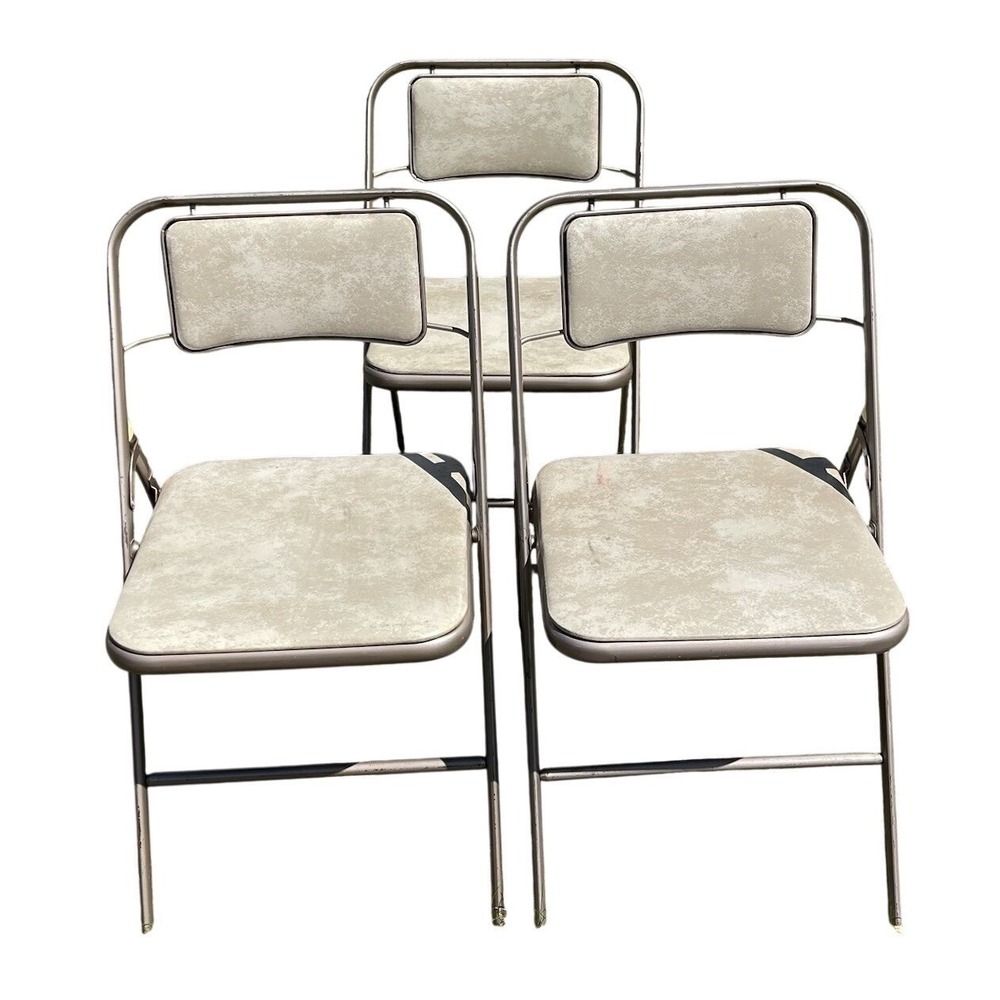 3 Vtg Samsonite Folding‎ Chairs 6875 Mid-Century Modern MCM Card Table 70s